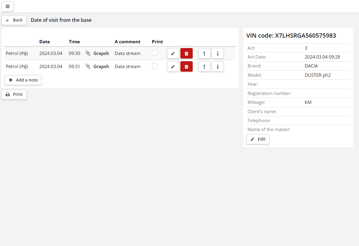 Eintrag über das Speichern des Datenstroms